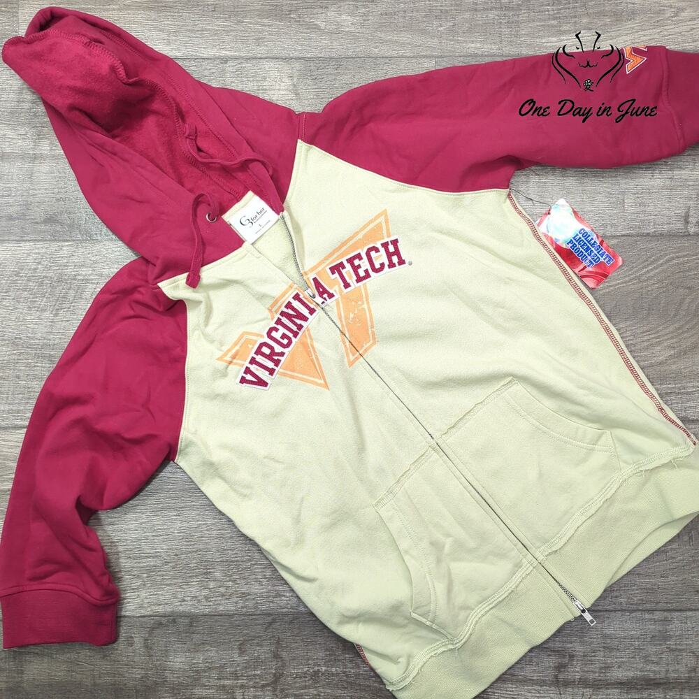 G for her Virginia Tech Zip Front Hoodie Size L